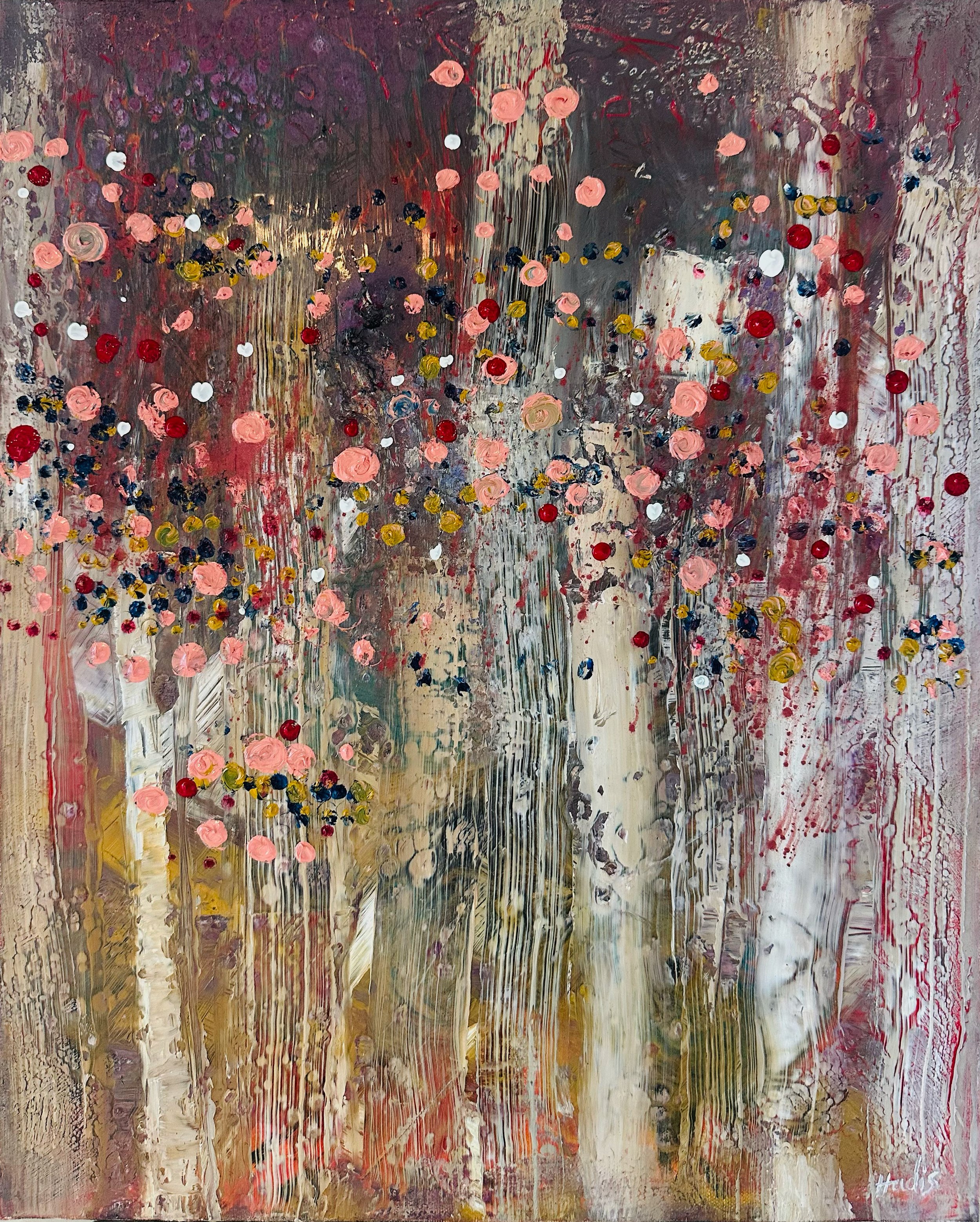 Whisper, 2025 — mixed media (oil, resin, glue) by Hadis Bahrami, 21 × 17 in.